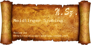 Neidlinger Szabina névjegykártya